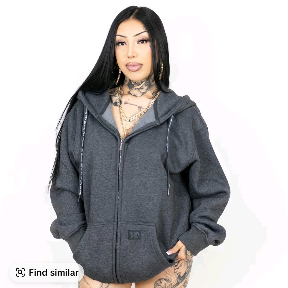 Charcoal Zip-Up Hoodie for Women